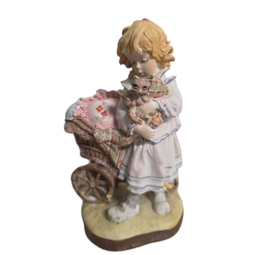 Dolfi Original Lisi‎ Martin Figurine Girl With Kitten Pram Hand Painted Italy EC